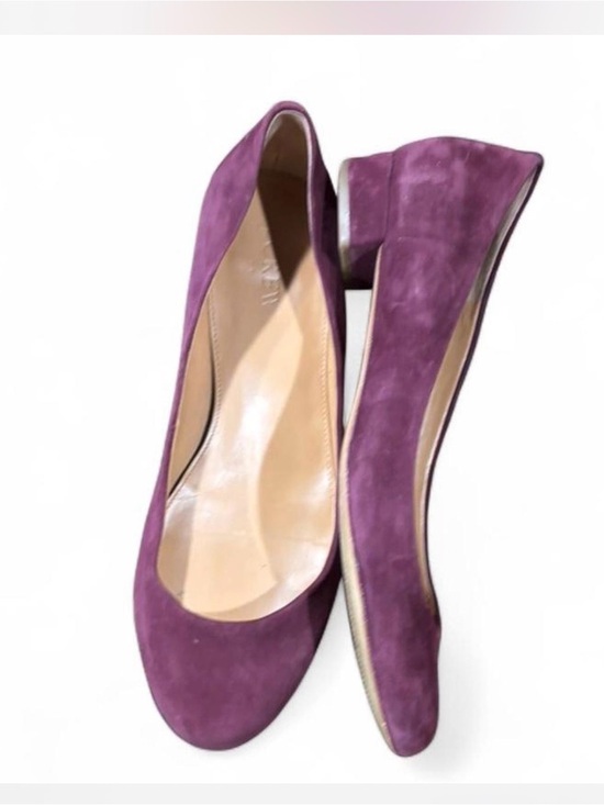 J. Crew Factory Shoes - J Crew Women's Purple Suede Low Block Heel Pumps Size 8